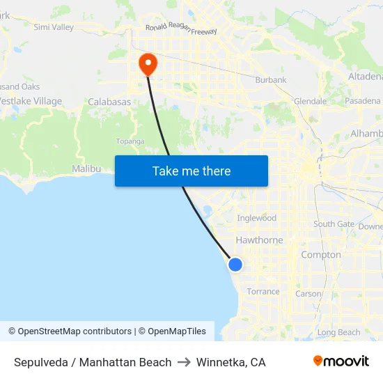 Sepulveda / Manhattan Beach to Winnetka, CA map