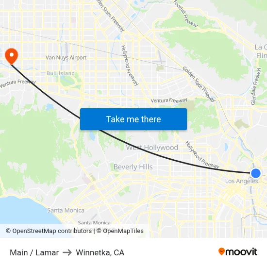 Main / Lamar to Winnetka, CA map