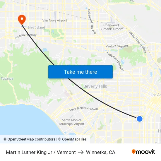 Martin Luther King Jr / Vermont to Winnetka, CA map