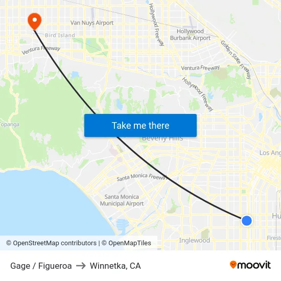 Gage / Figueroa to Winnetka, CA map