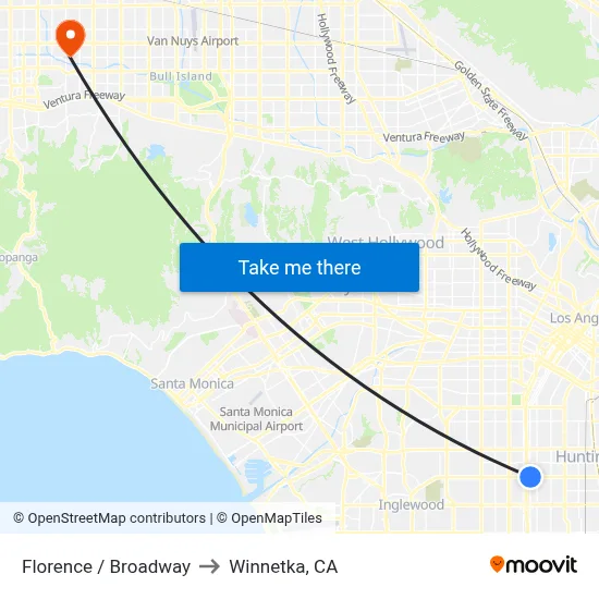 Florence / Broadway to Winnetka, CA map