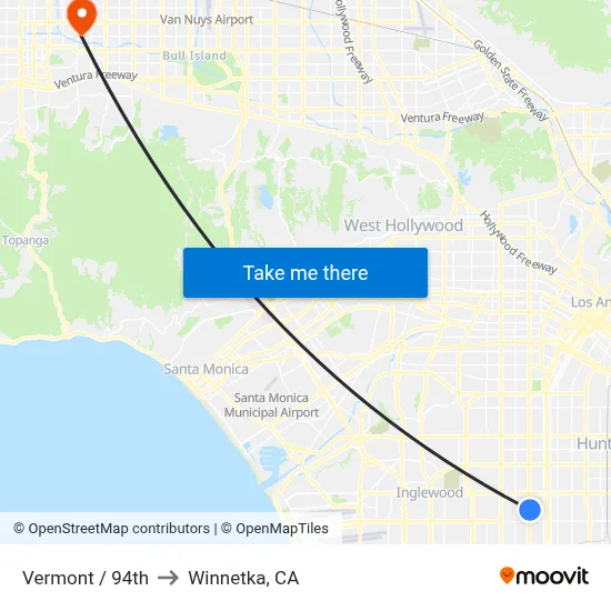Vermont / 94th to Winnetka, CA map