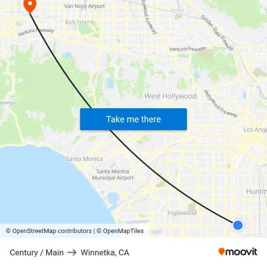 Century / Main to Winnetka, CA map