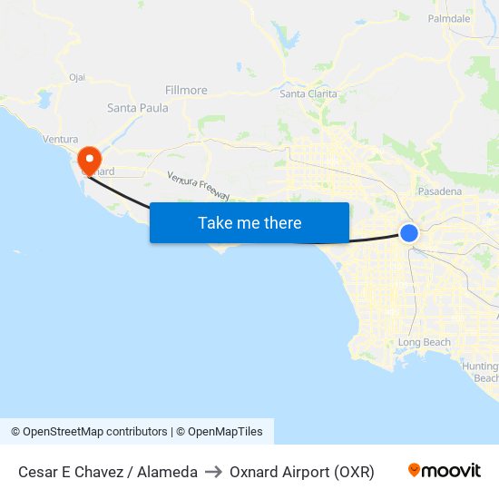 Cesar E Chavez / Alameda to Oxnard Airport (OXR) map
