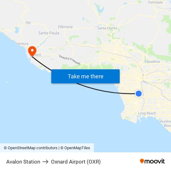 Avalon Station to Oxnard Airport (OXR) map