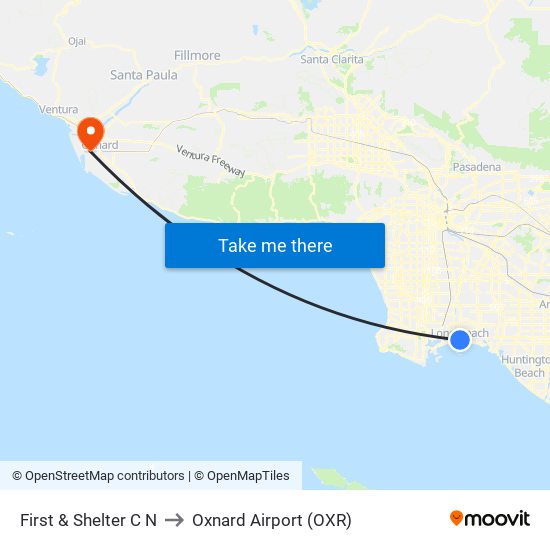 First & Shelter C N to Oxnard Airport (OXR) map