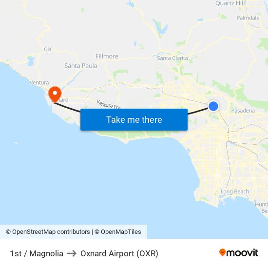 1st / Magnolia to Oxnard Airport (OXR) map