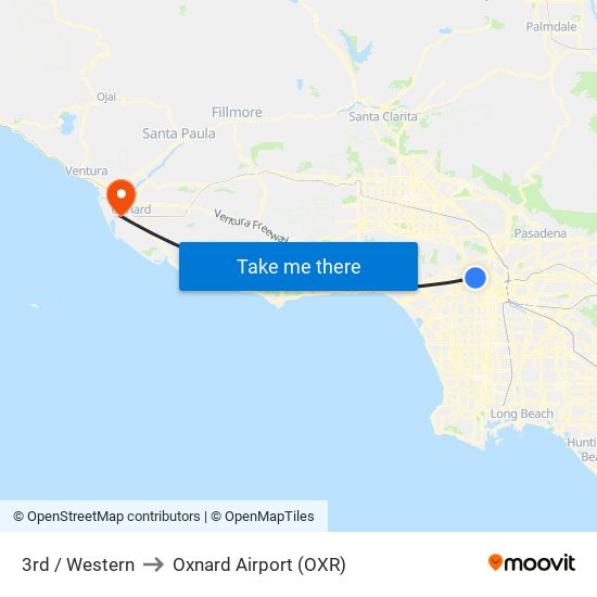 3rd / Western to Oxnard Airport (OXR) map