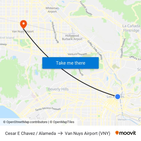 Cesar E Chavez / Alameda to Van Nuys Airport (VNY) map