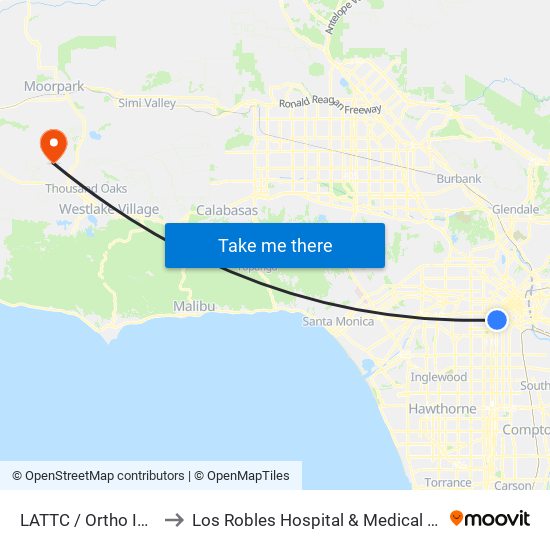 LATTC / Ortho Institute to Los Robles Hospital & Medical Center CR2 map