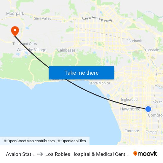 Avalon Station to Los Robles Hospital & Medical Center CR2 map