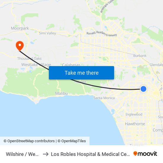 Wilshire / Western to Los Robles Hospital & Medical Center CR2 map