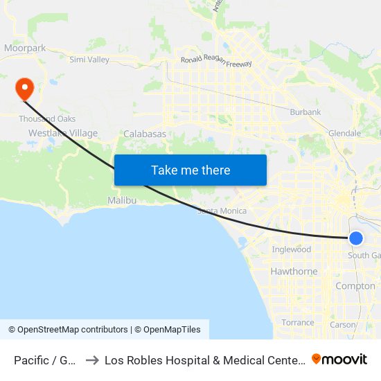 Pacific / Gage to Los Robles Hospital & Medical Center CR2 map