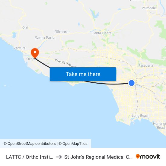 LATTC / Ortho Institute to St John's Regional Medical Center map