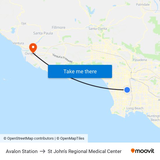 Avalon Station to St John's Regional Medical Center map