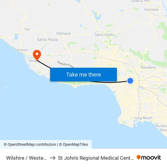 Wilshire / Western to St John's Regional Medical Center map