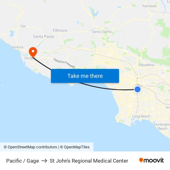 Pacific / Gage to St John's Regional Medical Center map