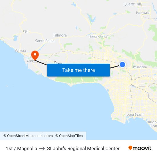 1st / Magnolia to St John's Regional Medical Center map