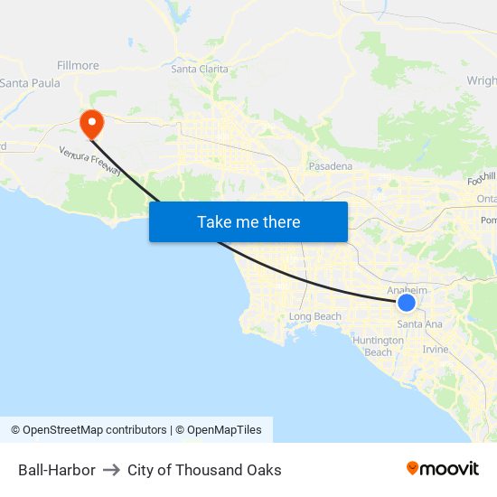 Ball-Harbor to City of Thousand Oaks map