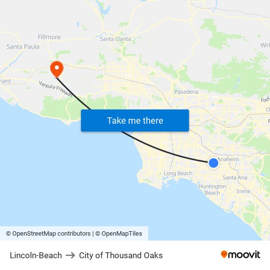 Lincoln-Beach to City of Thousand Oaks map