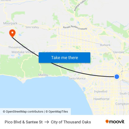 Pico Blvd & Santee St to City of Thousand Oaks map