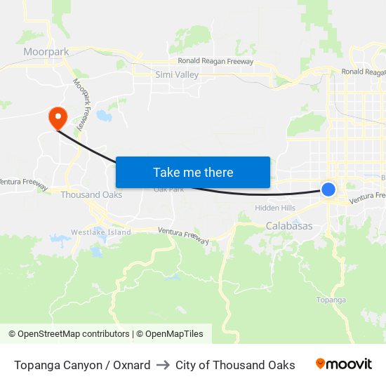 Topanga Canyon / Oxnard to City of Thousand Oaks map