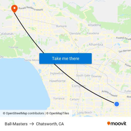 Ball-Masters to Chatsworth, CA map