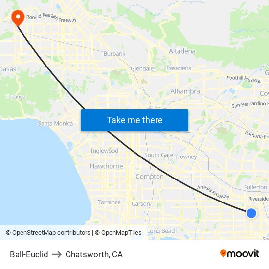 Ball-Euclid to Chatsworth, CA map