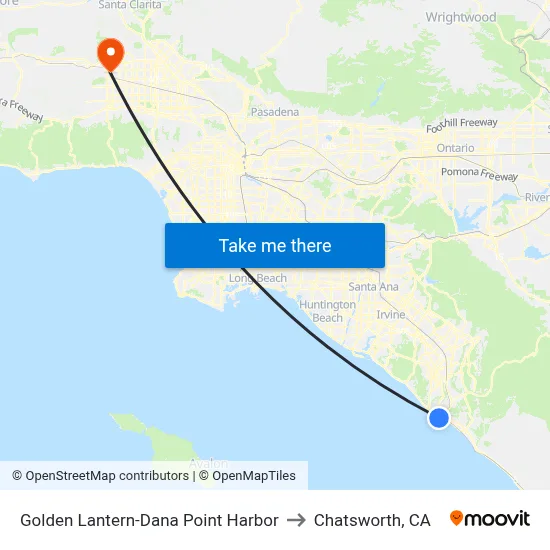 Golden Lantern-Dana Point Harbor to Chatsworth, CA map
