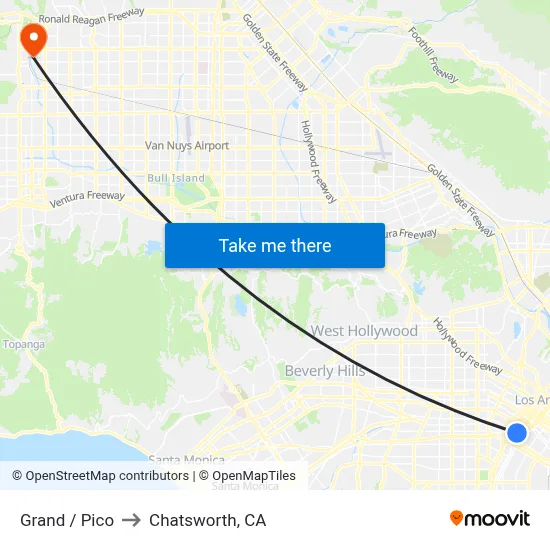 Grand / Pico to Chatsworth, CA map
