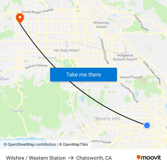 Wilshire / Western Station to Chatsworth, CA map