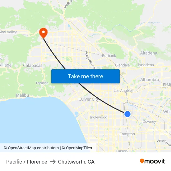 Pacific / Florence to Chatsworth, CA map