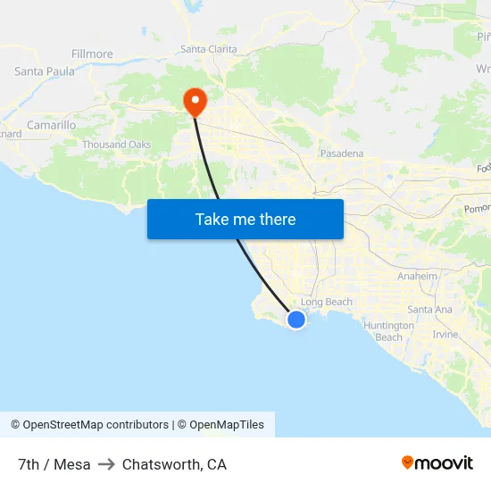 7th / Mesa to Chatsworth, CA map
