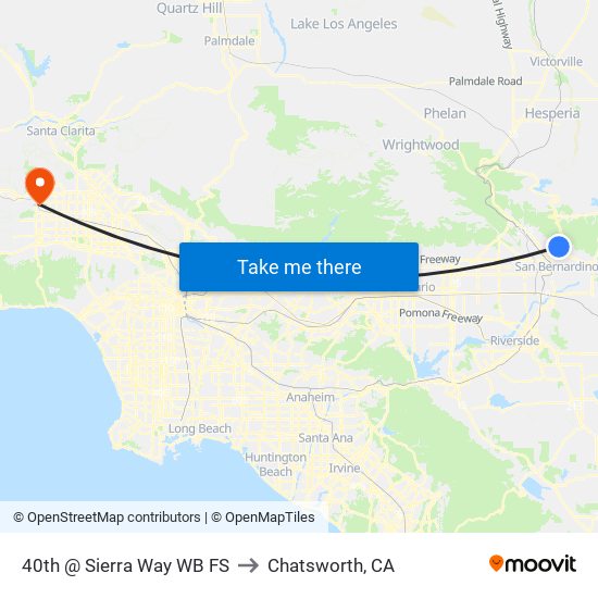 40th @ Sierra Way WB FS to Chatsworth, CA map