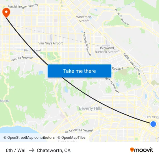 6th / Wall to Chatsworth, CA map
