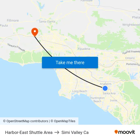Harbor-East Shuttle Area to Simi Valley Ca map