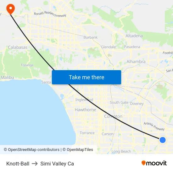 Knott-Ball to Simi Valley Ca map