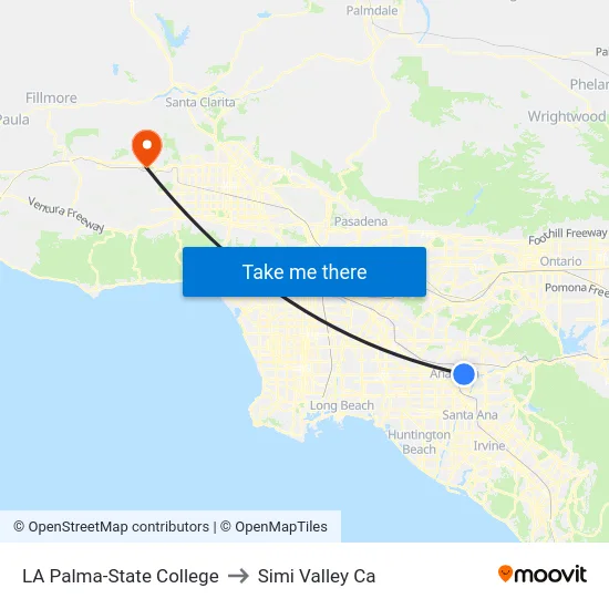 LA Palma-State College to Simi Valley Ca map