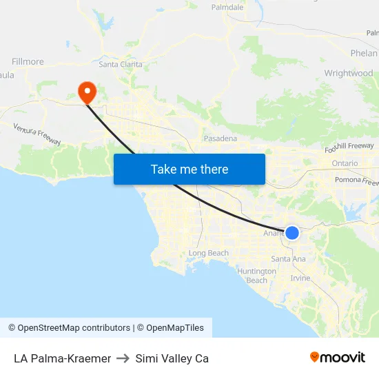 LA Palma-Kraemer to Simi Valley Ca map