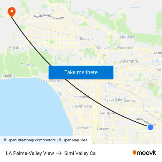 LA Palma-Valley View to Simi Valley Ca map