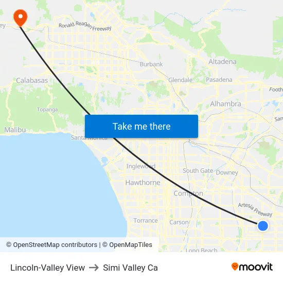 Lincoln-Valley View to Simi Valley Ca map