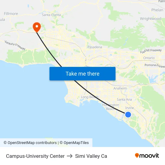 Campus-University Center to Simi Valley Ca map