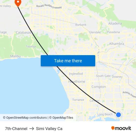 7th-Channel to Simi Valley Ca map