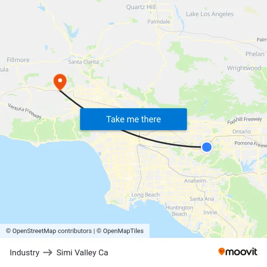 Industry to Simi Valley Ca map