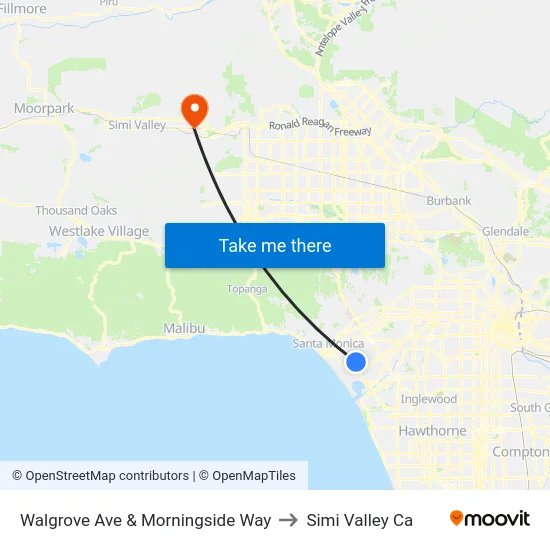 Walgrove Ave & Morningside Way to Simi Valley Ca map