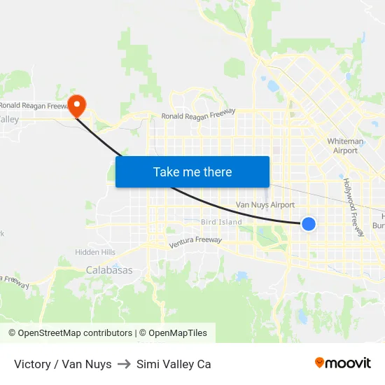 Victory / Van Nuys to Simi Valley Ca map