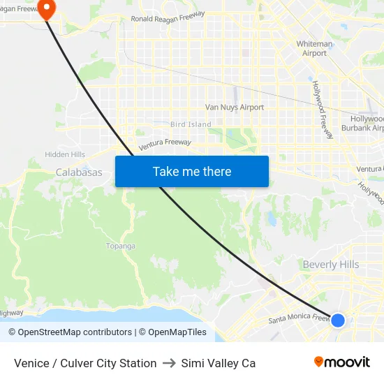 Venice / Culver City Station to Simi Valley Ca map