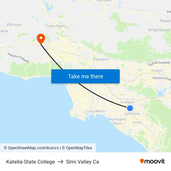 Katella-State College to Simi Valley Ca map