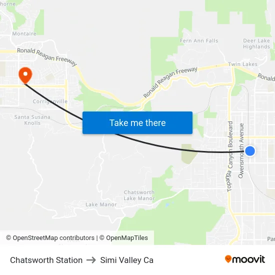 Chatsworth Station to Simi Valley Ca map