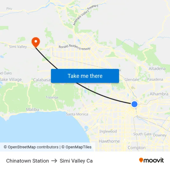 Chinatown Station to Simi Valley Ca map